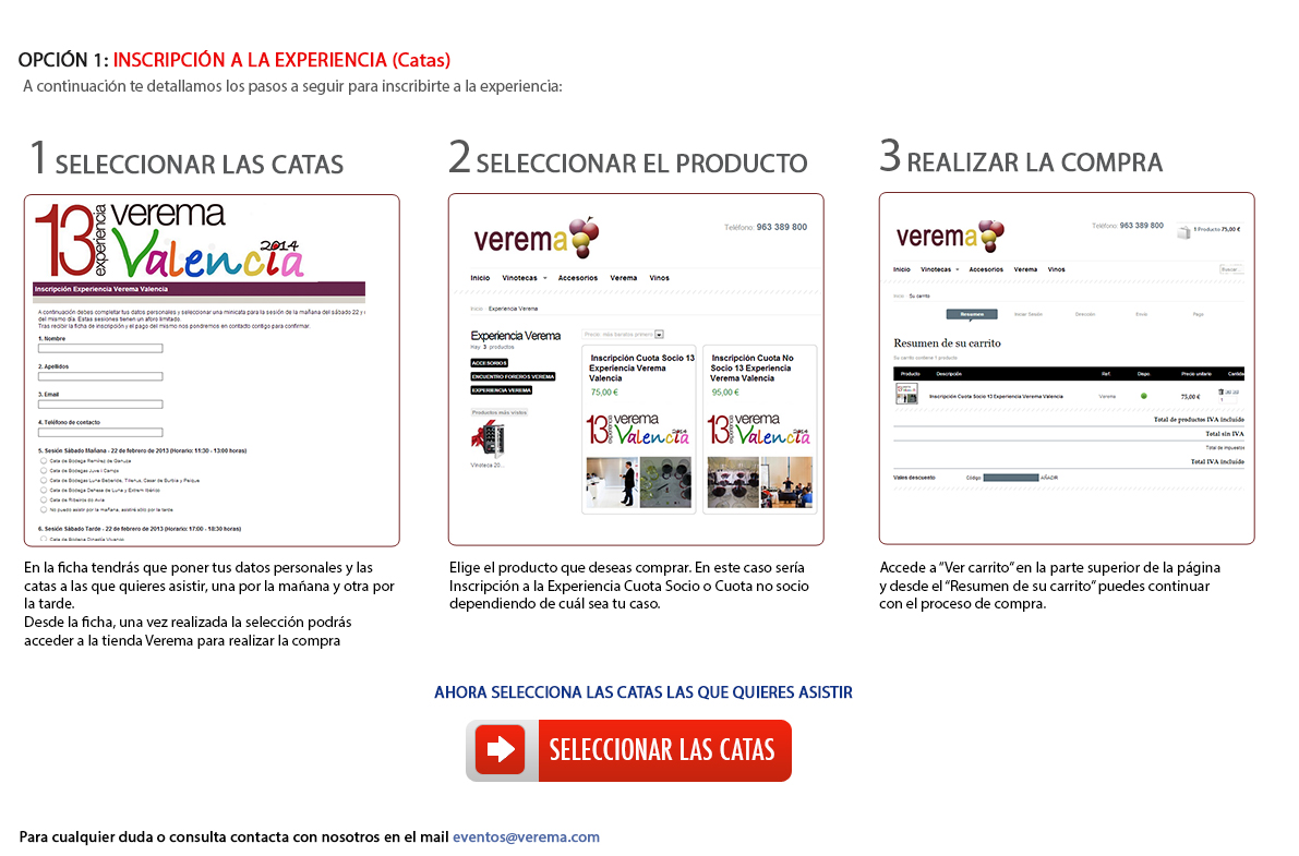 Opción1: Inscripción a la Experiencia Verema Catas